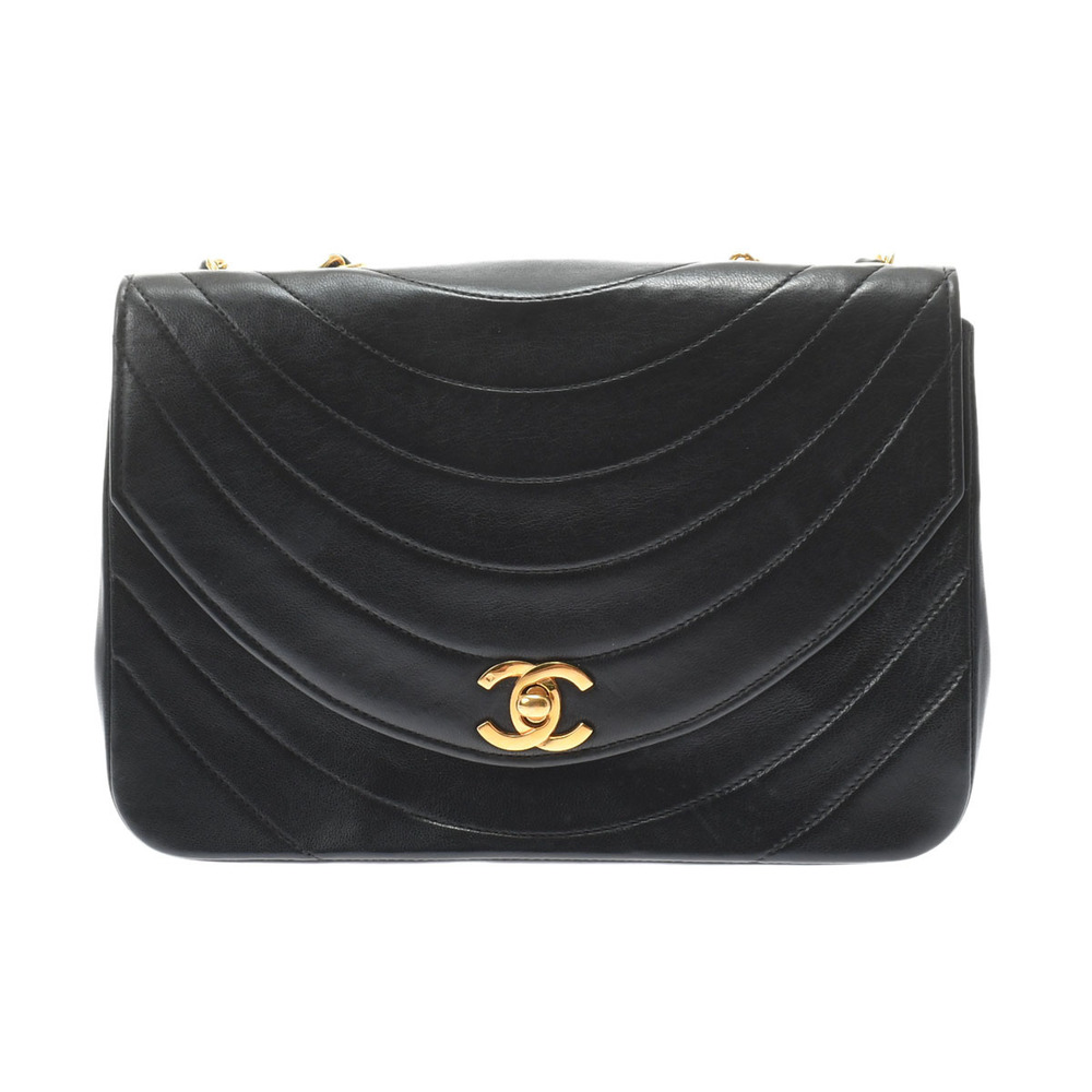 Chanel Chain Shoulder Black Gold Hardware 01 Lambskin Shoulder Bag